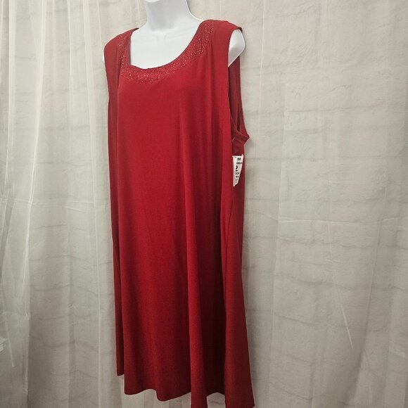 NWT R&M Richards Red Glittery Sheer Formal Romantic Mature Dress and Jacket 22W - Picture 4 of 16